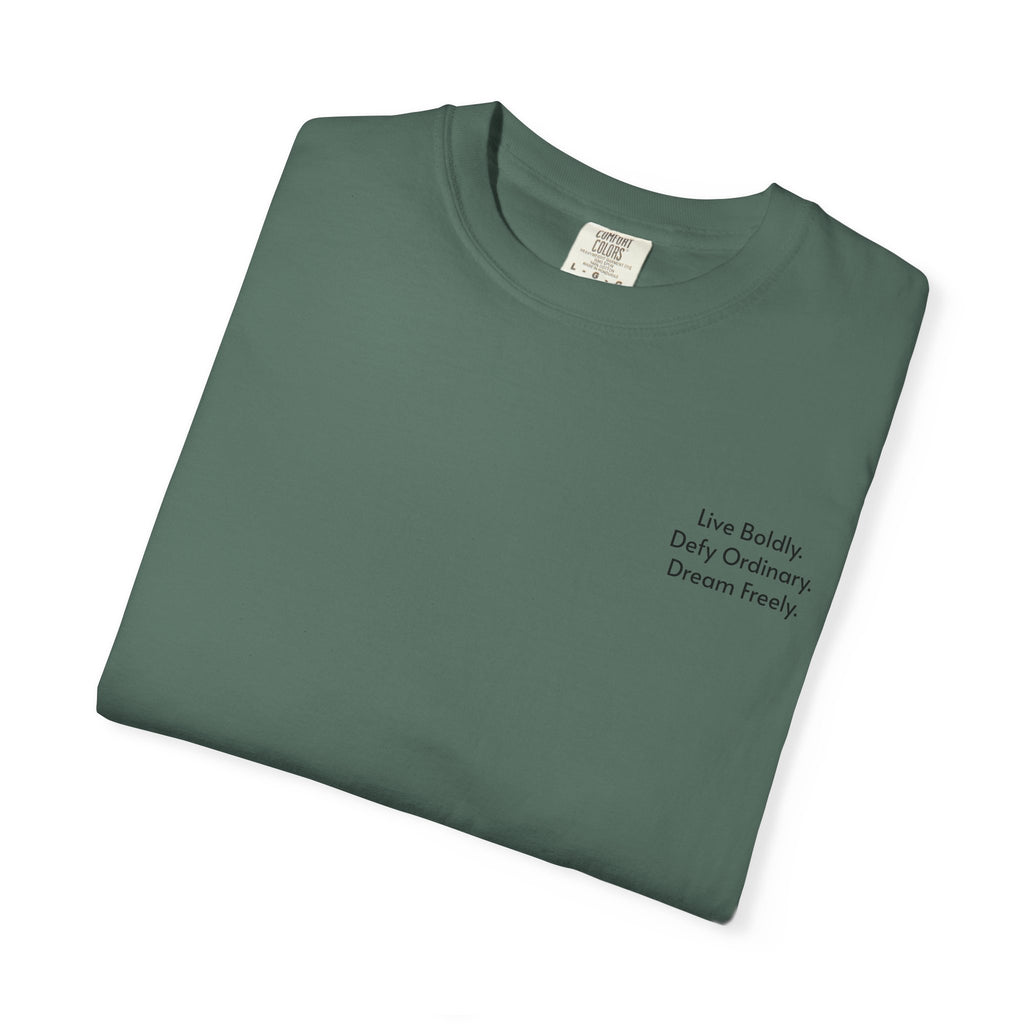 Live Boldly. Defy Ordinary. Dream Freely. T-Shirt | Motivational Graphic Tee for Dream Chasers