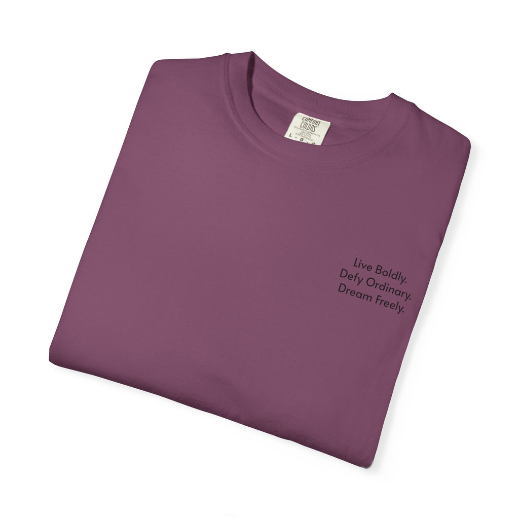 Live Boldly. Defy Ordinary. Dream Freely. T-Shirt | Motivational Graphic Tee for Dream Chasers