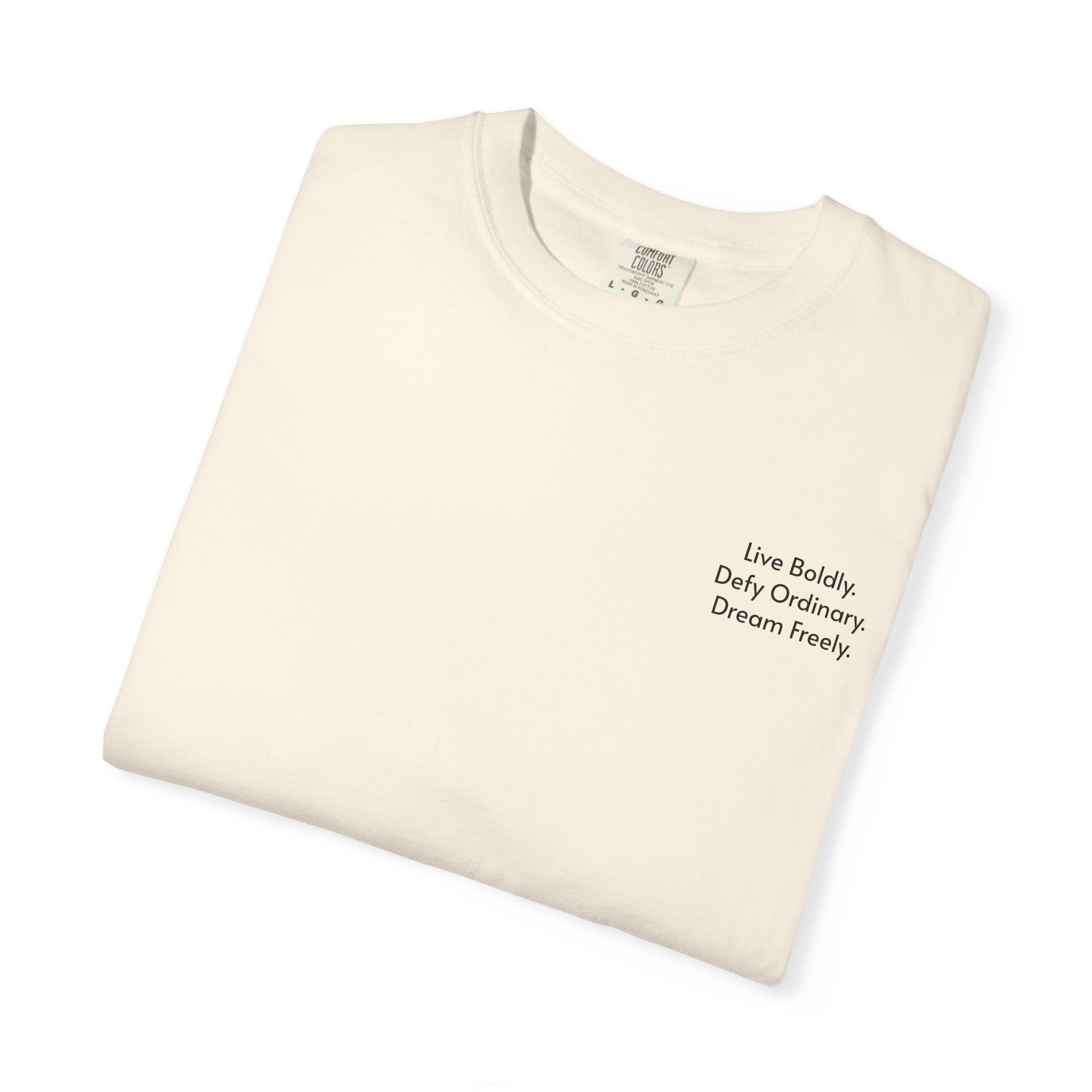 Live Boldly. Defy Ordinary. Dream Freely. T-Shirt | Motivational Graphic Tee for Dream Chasers