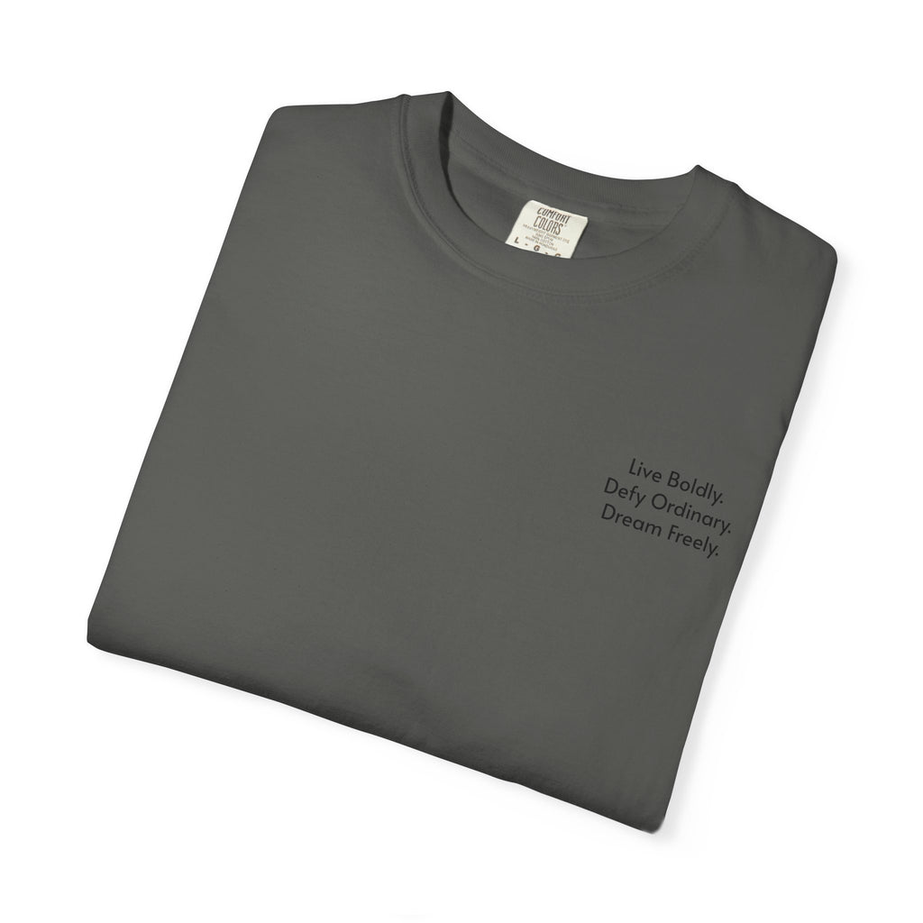 Live Boldly. Defy Ordinary. Dream Freely. T-Shirt | Motivational Graphic Tee for Dream Chasers