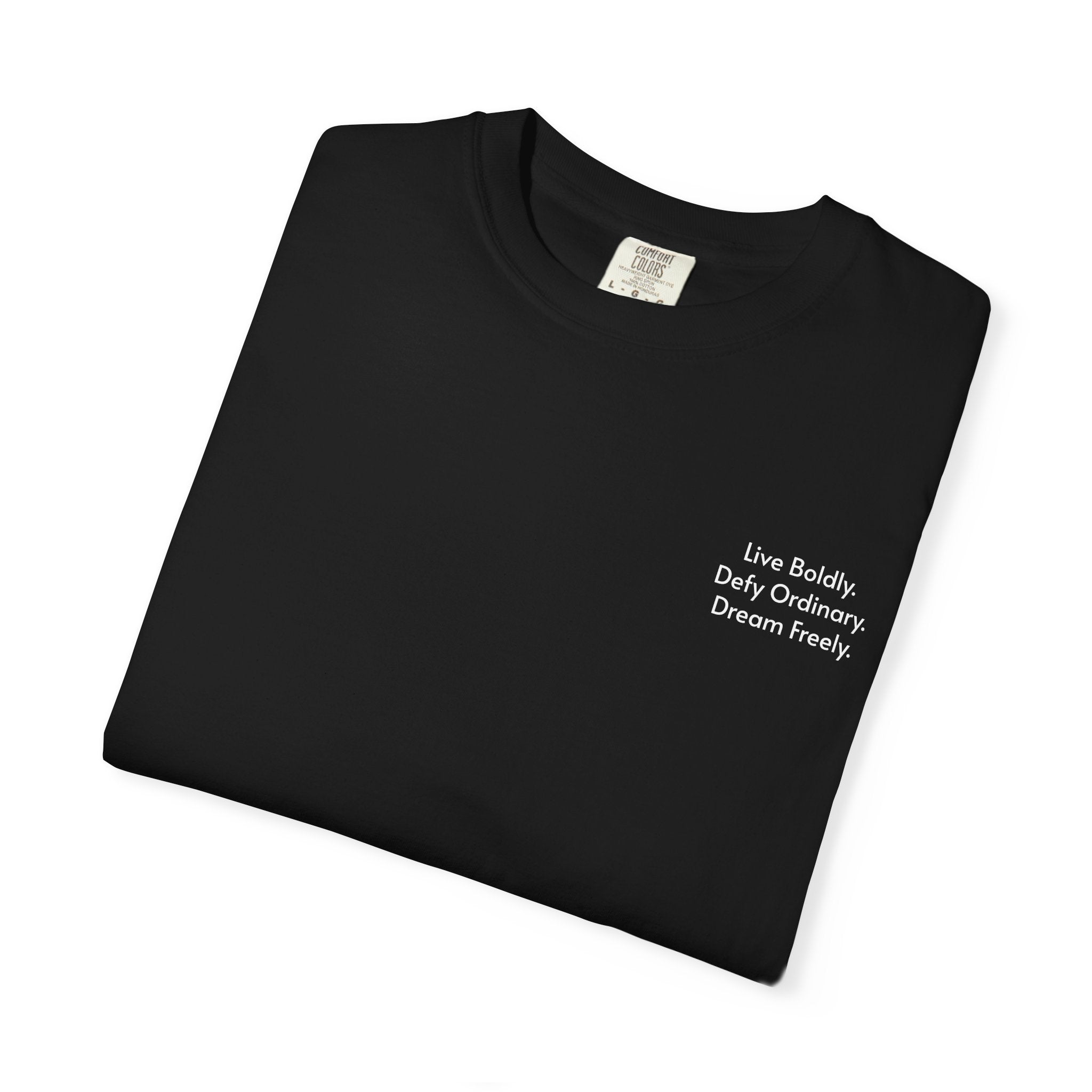 Live Boldly. Defy Ordinary. Dream Freely. T-Shirt | Motivational Graphic Tee for Dream Chasers