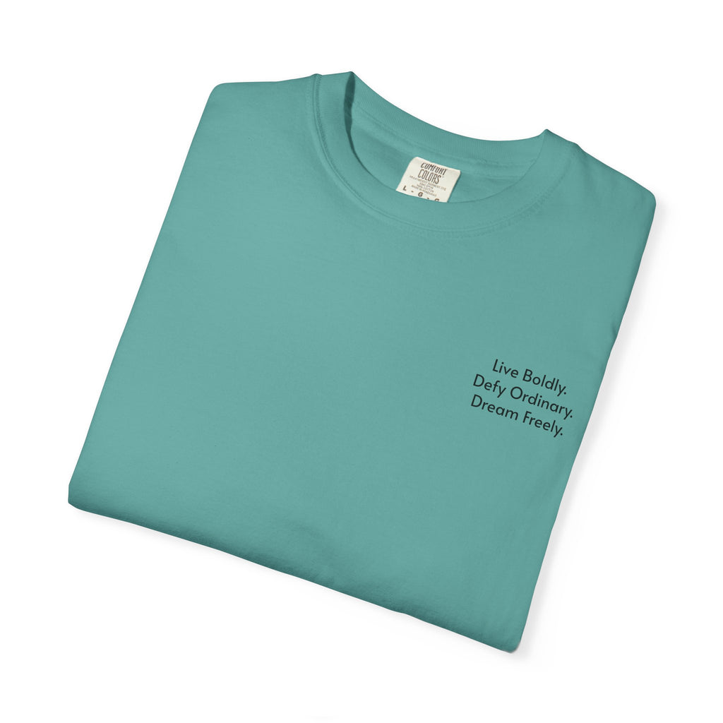Live Boldly. Defy Ordinary. Dream Freely. T-Shirt | Motivational Graphic Tee for Dream Chasers