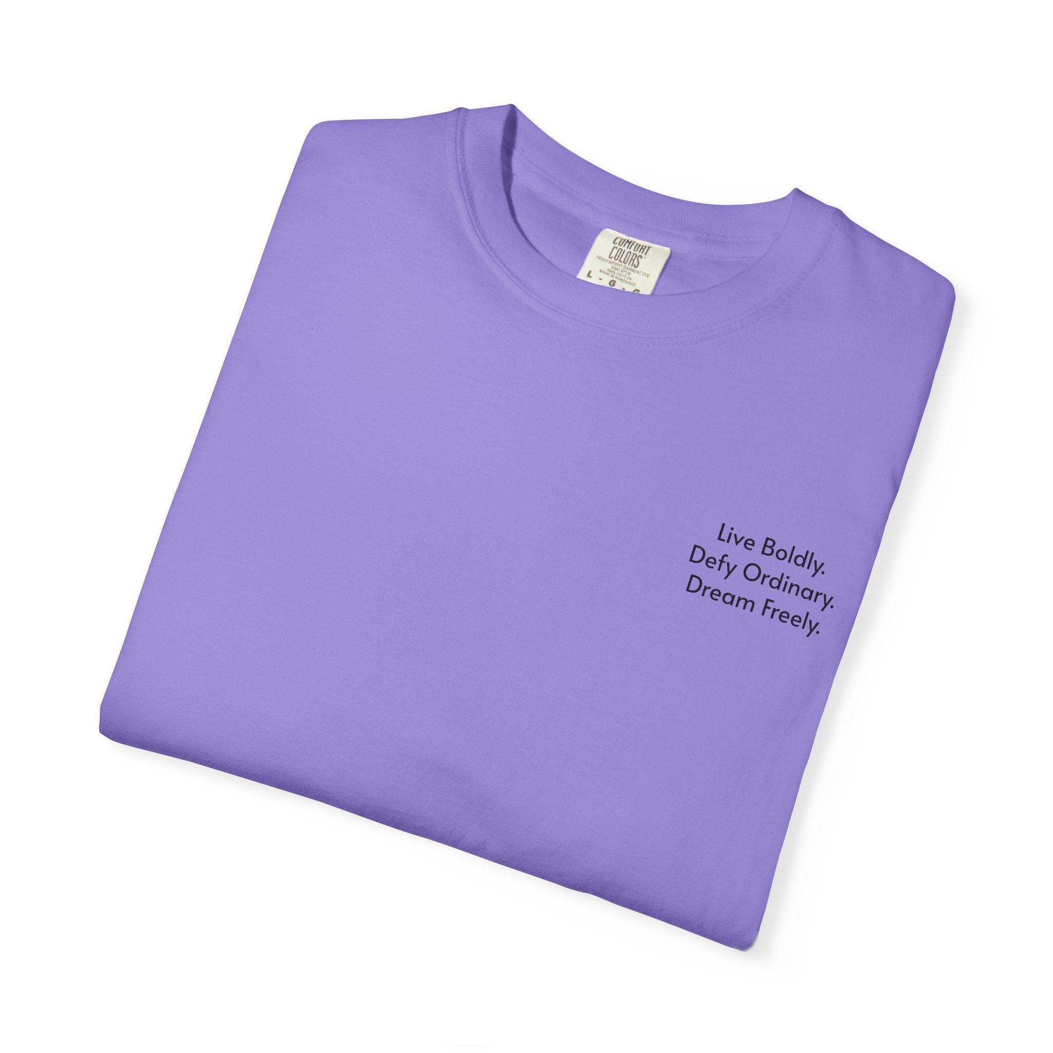 Live Boldly. Defy Ordinary. Dream Freely. T-Shirt | Motivational Graphic Tee for Dream Chasers