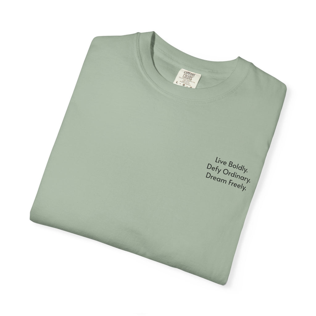 Live Boldly. Defy Ordinary. Dream Freely. T-Shirt | Motivational Graphic Tee for Dream Chasers